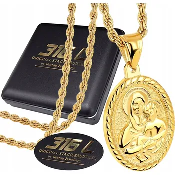 Řetízek ŘETÍZEK ŘETÍZEK + MEDAILON S MATKOU BOŽÍ A JEŽÍŠKEM OCEL 316L