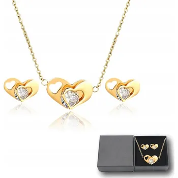 Přívěsek Sada šperků Přívěsek Srdce Křišťály Ocel Chirurgická Žluté Zlato