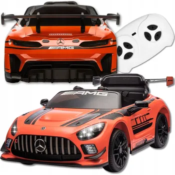 Dětské elektrovozidlo Mercedes GT3 AMG Na AKUMULÁTOR Autíčko pro Děti Oranžové Kůže EVA Dálkové Ovládání