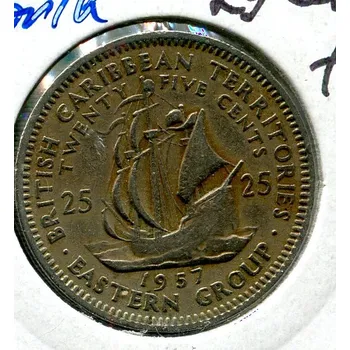 BRITSKÁ VÝCHODOKARIBSKÁ TERITORIA. 25 cents 1957.