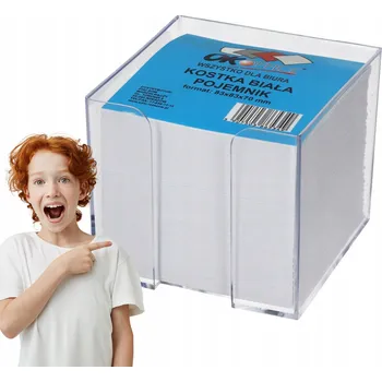 Blok Kostka bílá notes 84x84 v kontejneru, nelepená, kancelář, škola