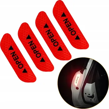 autokoberec VÝSTRAŽNÉ ODRAZKY NA DVEŘE AUTA OPEN ČERVENÉ 4KS