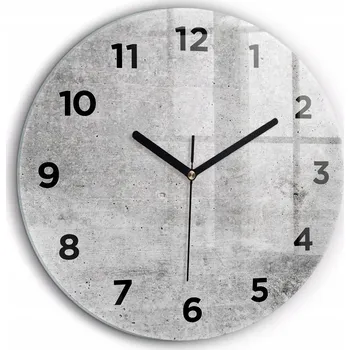 Hodiny Čtvercové Skleněné Nástěnné Hodiny do Obýváku s Grafikou Hrubá zeď fi60 cm