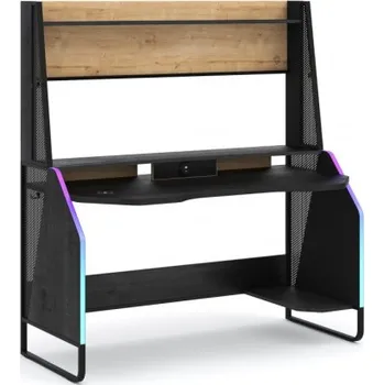 Psací stůl Herní psací stůl s USB Sirius - dub černý/dub zlatý