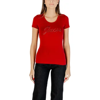 Červené triko Guess s krátkým rukávem Guess černá | červená 3492764