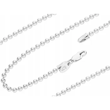 Řetízek Stříbrný Kuličkový Řetízek Silný Ozdobný Hladké Kuličky 2,2 mm Dlouhý Řetěz