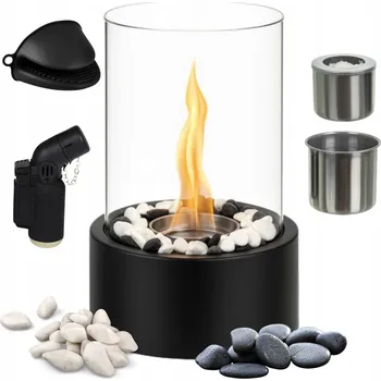 Biokrb Biokrb s Sklem Volně Stojící Sada Krb Přenosný Biopalivo + Rukavice