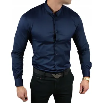 Pánská košile Elegantní slim fit košile se stojáčkem , tmavě modrá ESP013 - XL