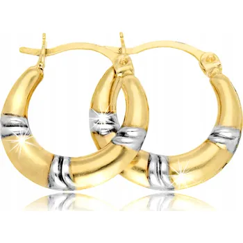 Náušnice Zlaté Náušnice 585 Kruhy s Proužky Plné na Vánoce ZLATO 585 GRAVÍROVÁNÍ