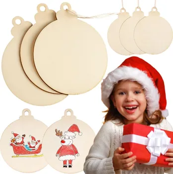 Vánoční dekorace Dekorace Pro Scrapbooking Dřevěné Vánoční Baňky Vánoční přívěsky na malování Vánoční ozdoby