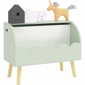 úložný prostor na hračky REGÁL MIĘTOWY S ÚLOŽNÝMI BOXAMI NA HRAČKY, TRUHLA PRO DĚTI, MÁTA PASTELOVÁ