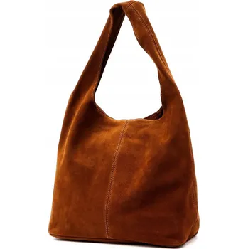 Kabelka Kožená semišová kabelka typu vak městská A4 Camilla PREMIUM hnědá