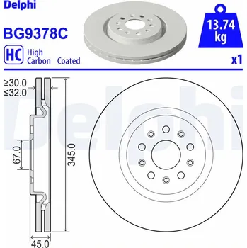 Brzdový kotouč Brzdový kotouč DELPHI BG9378C