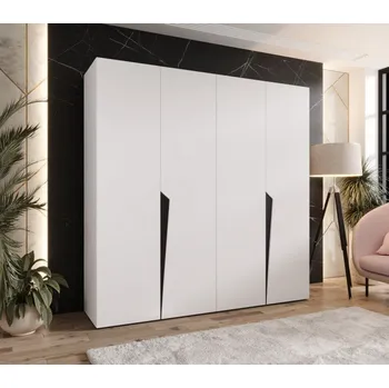 Šatní skříň Čtyřdveřová šatní skříň 200 cm SORAYA 1 - bílá / černé úchyty