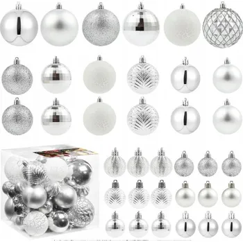 Vánoční dekorace Nerozbitné stříbrné vánoční Vánoční Baňky na stromeček, 3 ks, 6 Ks , 4-8 cm, vánoční dekorace