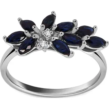 Prsten Prsten safírové listy Mackenzie z bílého zlata DIHU103A + dárkové balení LUXUS zdarma