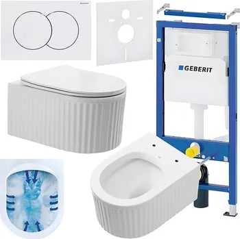 Klozet BPS-koupelny Podomítkový modul Geberit DuoFix s WC mísou LA-WH-RIM-03 + ovládací tlačítko Delta 01 bílá