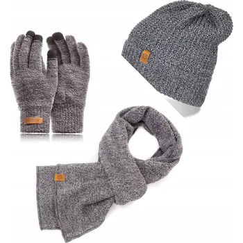 Čepice Brødrene sada: čepice, rukavice, šála, univerzální velikost, šedá