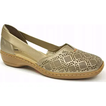 Dámské tenisky Ažurové dámské polobotky Rieker 41351-90 stříbrné, jarní boty vel. 37