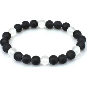 ONYX A KŘIŠŤÁL - náramek kuličky MAT 8mm - MINERÁLNÍ KAMENY