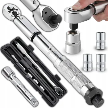 Klíč DYNAMOMETRICKÝ KLÍČ 1/2" 28-210Nm CrMO & CrV + 3 NÁSTRČNÉ HLAVICE 17, 19, 21 mm +- 4%