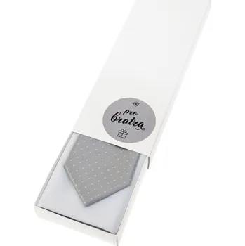Kravata Avantgard Dárkový set Pro bratra - Kravata s kapesníčkem v papírové krabičce, 919-0622090, Šedá s bílým puntíkem