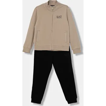 Dětská bavlněná tepláková souprava EA7 Emporio Armani béžová barva, 7B000030 AF10380 7B000030.AF10380 80X, vel. 118