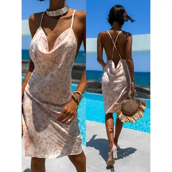 Dámské šaty Béžové květinové šaty ZARKAS Velikost: ONESIZE