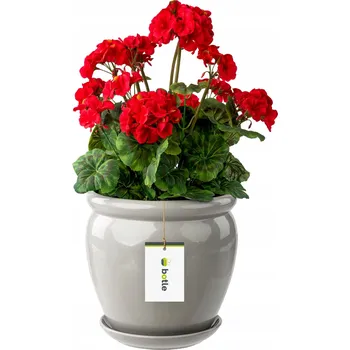 Květináč Květináč velký ø28cm s podtáckem šedý