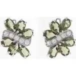 My Moldavite Stříbrné náušnice s vltavíny a zirkony 224Z