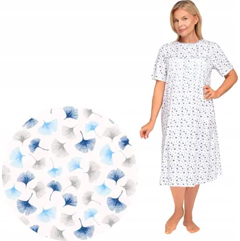 Dámská noční košile NOČNÍ KOŠILE košile M s krátkým rukávem, bavlněná, se zipem, modrá, DM