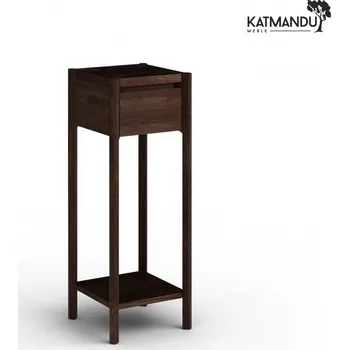 Jídelní stůl KATMANDU Vysoký dubový stolek se zásuvkou Campi Tabák