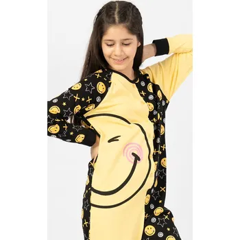 Dívčí pyžamo Vienetta Kids Big Smile overal žlutý