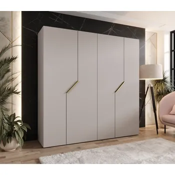 Šatní skříň Čtyřdveřová šatní skříň 200 cm ELIRA 1 - kašmír / zlaté úchyty