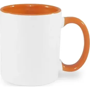 Hrnek s barevným vnitřkem a uchem, vlastním potiskem, fotkou - Barva Oranžová