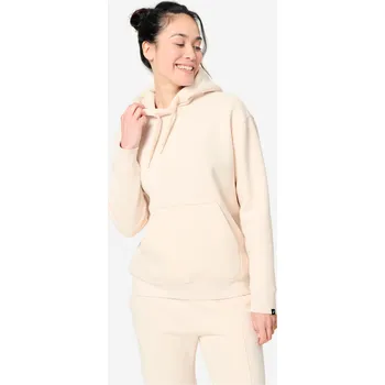 Dámská mikina DOMYOS Dámská hřejivá mikina s kapucí S BÉŽOVÁ