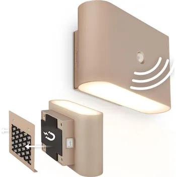 Nástěnné svítidlo BRILONER Chat nástěnné svítidlo - 3W, 270lm, bezdrátová, LED, s pohybovým čidlem, béžová 3878011