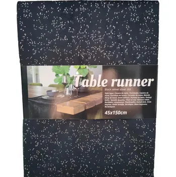 ubrus Vánoční běhoun na stůl 45x150 cm polyester velvet Černý se skvrnami