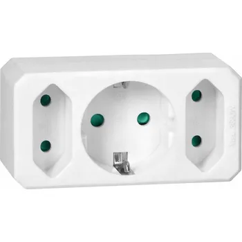 Elektrická zásuvka Rozbočka bílý, 3 zásuvky, 1x Schuko, 2x 2P + 1x 2P+Z OR-AE-13250(GS) ORNO