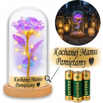 Svíčka HŘBITOVNÍ SVÍČKA NA HROB VĚČNÁ RŮŽE VE SKLE NA BATERIE JAKO HŘBITOVNÍ SVÍČKA GRAVÍROVÁNÍ