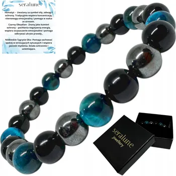 Náramek Náramek Seralune s hematitem, apatitem a obsidiánem, 15 cm, bez zapínání