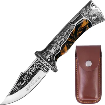 Pracovní nůž Kapesní nůž pro myslivce s pouzdrem (Dárek pro muže myslivce)