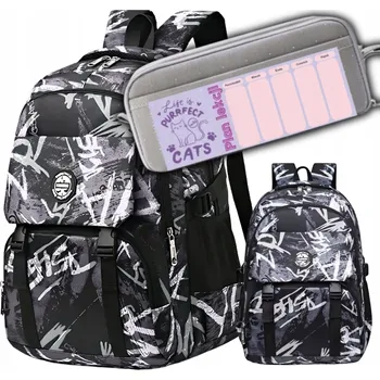 Školní batoh ŠKOLNÍ SET: ŠKOLNÍ BATOH, ŠKOLNÍ TAŠKA PRO MLÁDEŽ, VHODNÝ PRO 4.-6. TŘÍDU + PENÁL