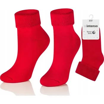 Dámské ponožky PONOŽKY BEZ STAHU DÁMSKÉ FROTÉ ČERVENÉ