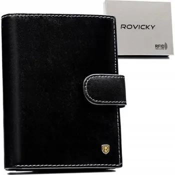 Peněženka Muž peněženka Rovicky z přírodní kůže, černá N575L-RVT BLACK