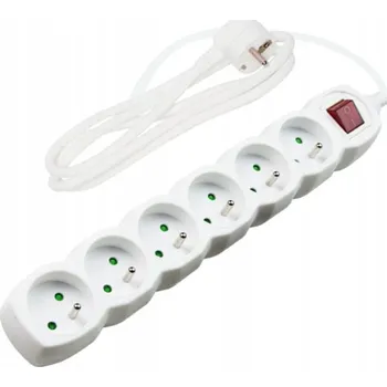 Napájecí kabel Prodlužovací Kabel jednoduchý DPM 1 m 6 ks zásuvek bílý