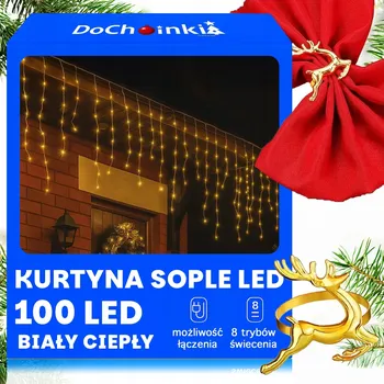 Vánoční světelná dekorace VENKOVNÍ OSVĚTLENÍ Rampouchy 100 LED Studená Bílá IP44 Girlanda +