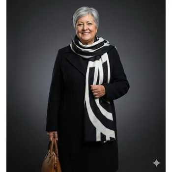 Šála Elegantní hřejivá šála černo-bílá