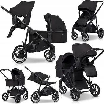 Kočárek Kočárek pro dvojčata EasyGo Duoflex - sezení za sebou/vedle sebe, 1 sportovní sedačka, 1 korbička