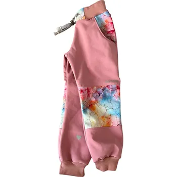 Chlapecké kalhoty Natuty Softshellové kalhoty (jarní softshell) - Starorůžové, duha mramor Velikost: 104